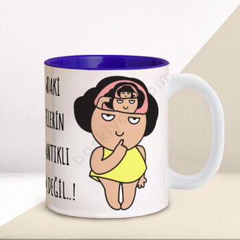 Kafamın İçi Tasarımlı Mavi Kupa online tasarla