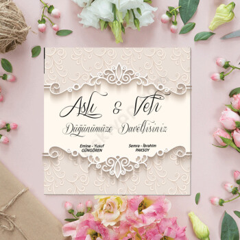 Kağıt Görünümlü Düğün Davetiyesi online tasarla