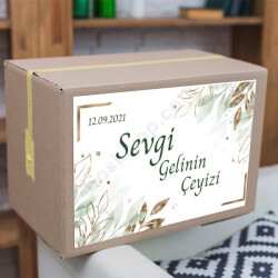 Kahve Çiçekli Çeyiz Etiketi online tasarla