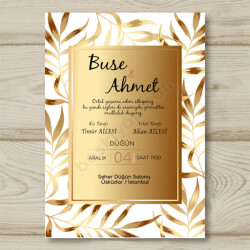 Kahverengi Çiçek Detaylı 10X15 Davetiye online tasarla