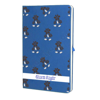 Kahverengi Çiçekli Mavi Ajanda online tasarla