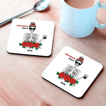 Kahvesiz Asla Tasarımlı Bardak Altlığı online tasarla