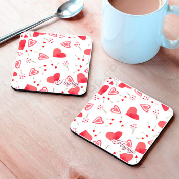 Kalp Desenli Bardak Altlığı online tasarla