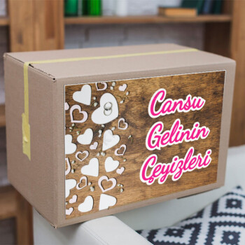 Kalp Desenli Çeyiz Etiketi online tasarla