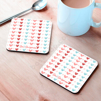 Kalp Dizili Bardak Altlığı online tasarla