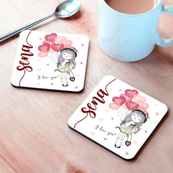 Kalpli Kız Tasarım Bardak Altlığı online tasarla