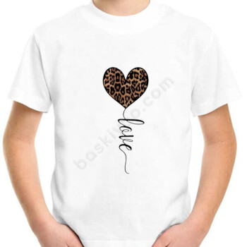 Kalpli Leopar Desenli Baskılı Çocuk Tişört online tasarla
