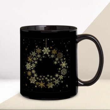 Kar Tasarımlı Siyah Kupa Bardak online tasarla