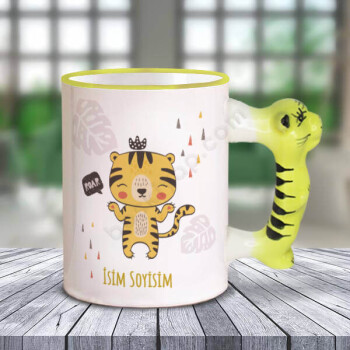 Kedi Baskılı Kaplan Kulplu Kupa online tasarla