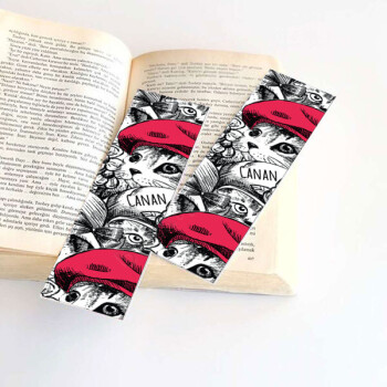 Kedi Tasarım Basklı Kitap Ayracı online tasarla