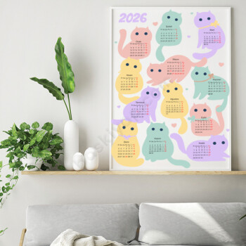 Kedi Tasarımlı 2026 Takvimi online tasarla