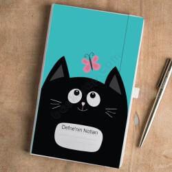 Kedi Tasarımlı Beyaz Ajanda online tasarla