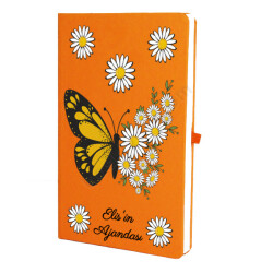 Kelebek Papatya Tasarımlı Ajanda/Defter online tasarla