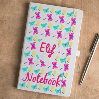 Kelebek Tasarımlı Beyaz Ajanda online tasarla