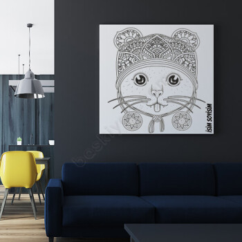 Kendin Boya Kedi Tasarımlı Kanvas Tablo online tasarla