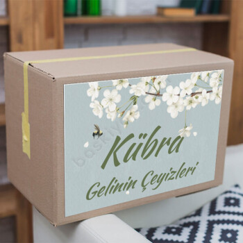 Kendin Tasarla Beyaz Çiçekli Çeyiz Etiketi online tasarla