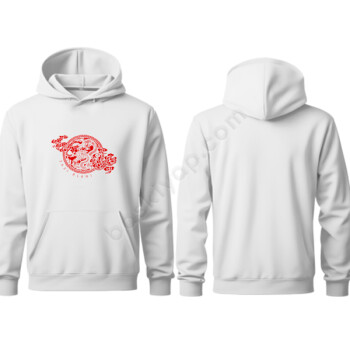 Kendin Tasarla Ejderhalı Kapşonlu Beyaz Sweatshirt online tasarla