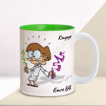 Kimyager Tasarımlı Baskılı Yeşil Kupa online tasarla