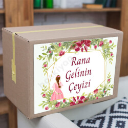 Kiraz Çiçeği Tasarımlı Çeyiz Etiketi online tasarla