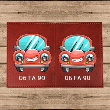 Kırmızı Araba Tasarımlı Termo Deri Kırmızı Ruhsat Kabı online tasarla