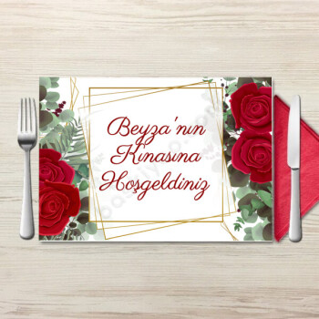 Kırmızı Gül Tasarımlı Kişiye Özel Amerikan Servis online tasarla