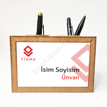 Kırmızı Renkli Kurumsal Masaüstü Kalemlik online tasarla