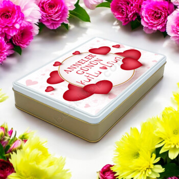 Kişiye Özel Anneler Günü Temalı Siyah Beyaz Teneke Kutu online tasarla