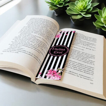 Kişiye Özel Çiçek Tasarımlı Kitap Ayracı Baskısı online tasarla