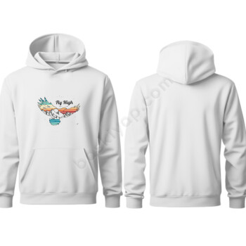 Kişiye Özel Fly High Tasarımlı Kapşonlu Beyaz Sweatshirt online tasarla