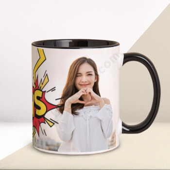 Kişiye Özel Fotoğraflı Vs Tasarımlı Siyah Kupa online tasarla