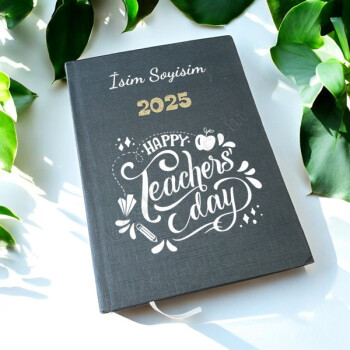 Kişiye Özel "Happy Teachers Day" Siyah 2025 Ajanda online tasarla