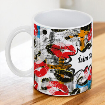 Kişiye Özel İsimli Dudak Tasarımlı Kupa Bardak online tasarla