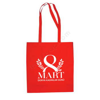 Kişiye Özel Kadınlar Günü Hediyesi Kırmızı Bez Çanta online tasarla