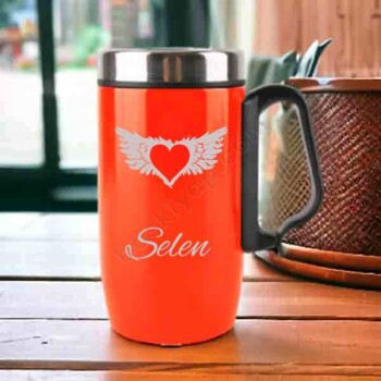 Kişiye Özel Kırmızı Çelik Termos Bardak online tasarla
