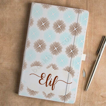 Kişiye Özel Mavi Desenli Beyaz Ajanda online tasarla