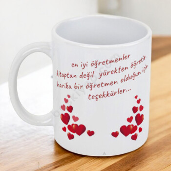 Kişiye Özel Öğretmenler Günü Tasarımlı Kupa Bardak online tasarla