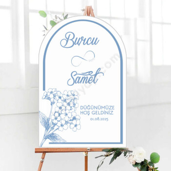 Kişiye Özel Oval Kesim Mavi Temalı Karşılama Panosu online tasarla