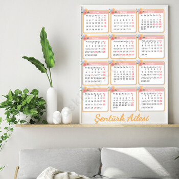 Kişiye Özel Pembe Çiçekli 2026 Takvimi online tasarla