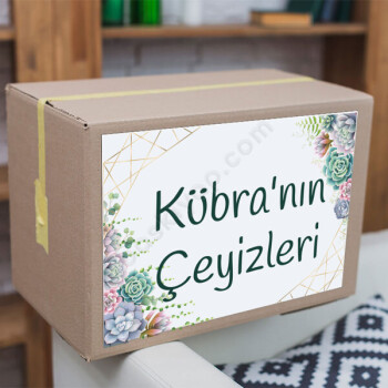 Kişiye Özel Succulent Tasarımlı Çeyiz Etiketi online tasarla