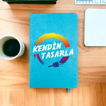 Kişiye Özel Tarihsiz Çizgili Turkuaz Ajanda/Defter 13X21Cm online tasarla