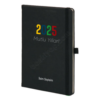 Kişiye Özel "Tarihsiz" Siyah Yeni Yıl Tasarımlı Ajanda online tasarla