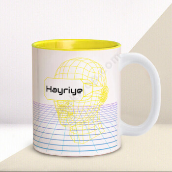 Kişiye Özel Tasarım İçi Sarı Kupa Bardak online tasarla