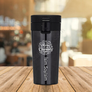 Kişiye Özel Yeni Yıl Hediyesi Siyah Çelik Termos online tasarla