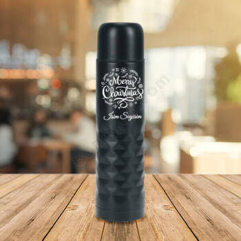 Kişiye Özel Yeni Yıl Tasarımlı Çelik Termos Bardaklı 500Ml online tasarla
