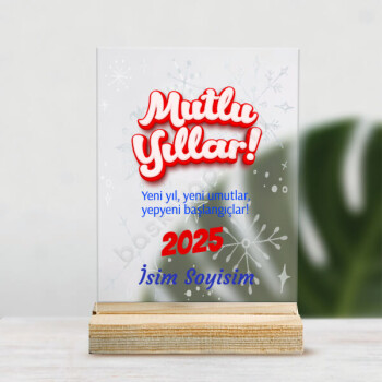 Kişiye Özel Yılbaşı Temalı Pleksi Masaüstü Stand online tasarla