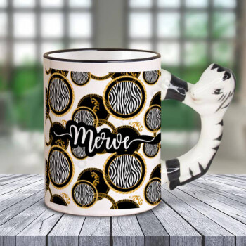 Kişiye Özel Zebra Desenli At Kulplu Kupa online tasarla