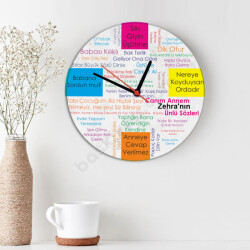 Klasik Anne Sözleri Temalı Ahşap Daire Duvar Saati online tasarla