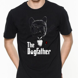 Köpek Babası Tasarım Baskılı Siyah Erkek Tişört online tasarla