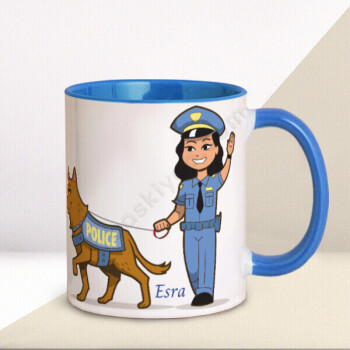 Köpekli Kadın Polis Tasarımlı Kupa Bardak online tasarla