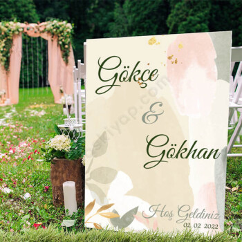 Krem Çiçekli Ayaklı Pano online tasarla